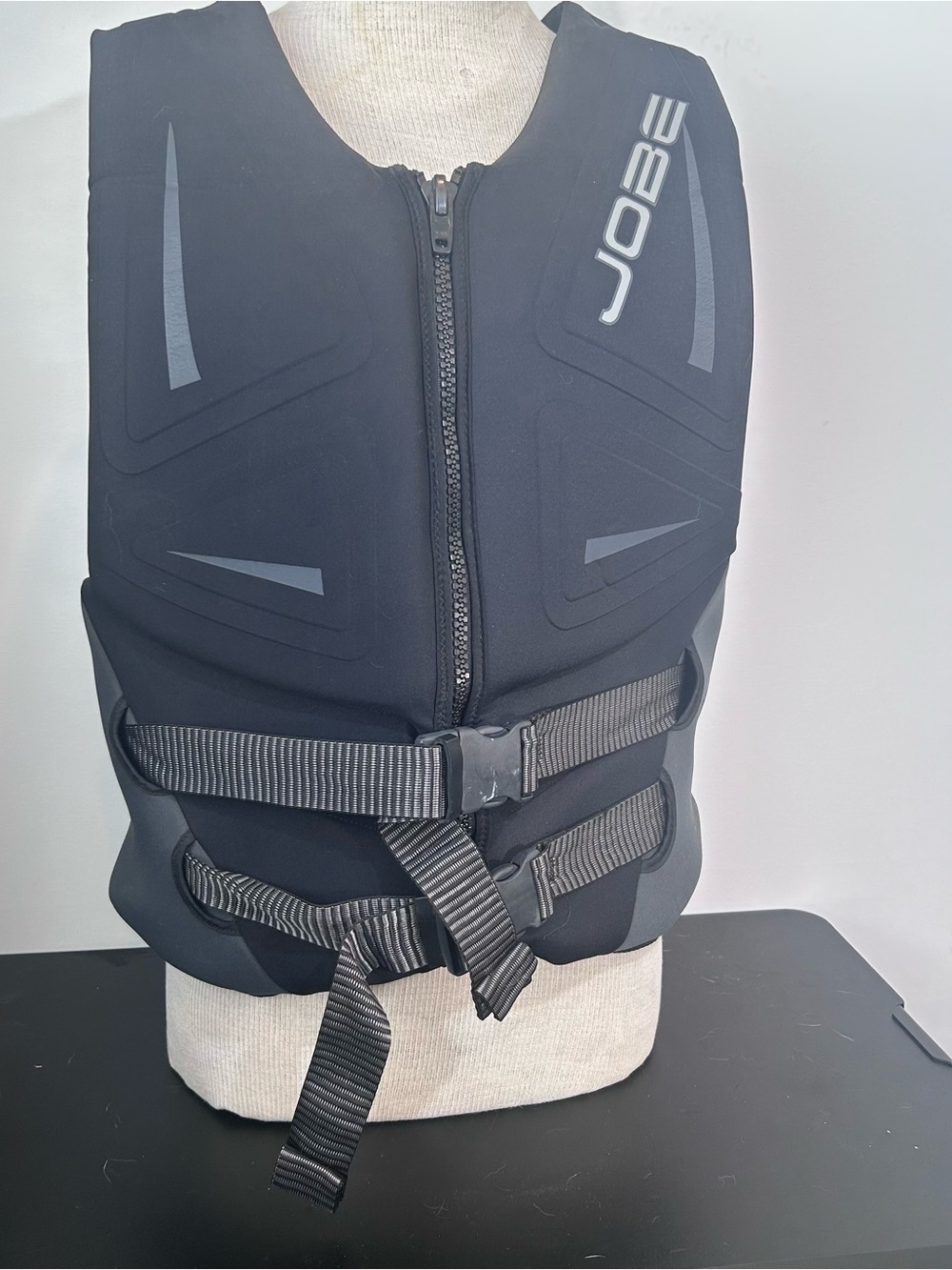 Men's Black Neoprene Life Jacket - Secure Front Zip